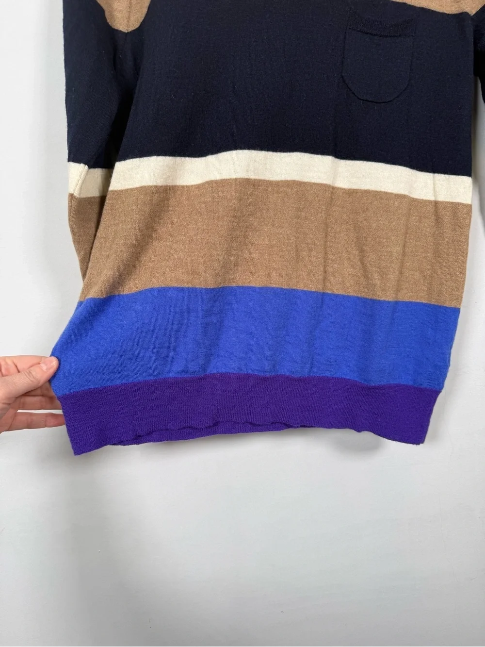J. Crew Striped Merino Wool Crewneck Sweater, Size L